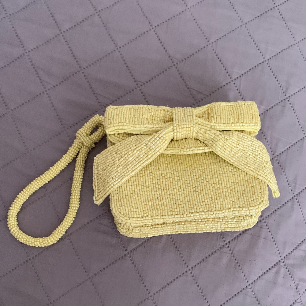 Anthropologie Yellow Beaded Clutch